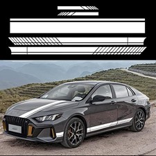 Racing Side Stripe Stickers for Car,Vinyl Car Hood Decal,Car Side White