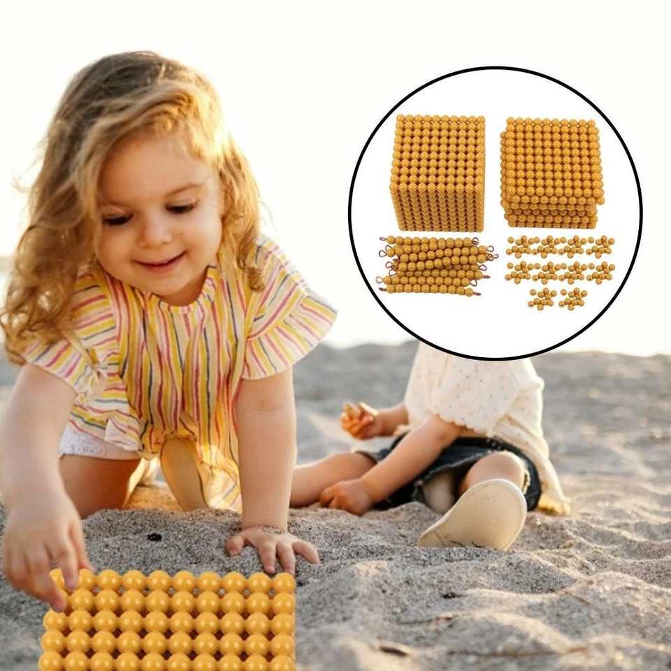 MARKENLOS Kinder Golden Montessori Math Perlen Materialien Dezimalsystem Spiel