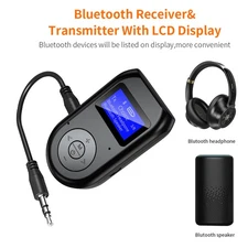 3in1 Bluetooth 5.0 Transmitter Receiver Wireless Audio 3.5mm Adapter With Screen