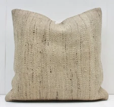Decorative handmade Turkish Kilim Pillow Cover 16x16 Beige & Brown Kilim Pillow