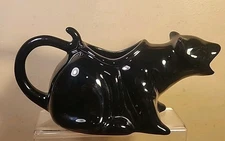 Ceramic Black PUKING CAT GRAVY BOAT 8.5oz for  Gravy, Milk, Salad Dressing MINT 