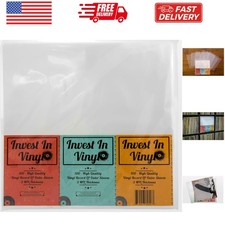 100 Clear Plastic Protective LP Outer Sleeves 3 Mil. Vinyl Record Sleeves Alb...