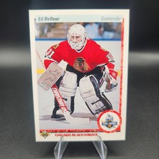 Ed Belfour • 1990-91 Upper Deck Star Rookie French #55 • HOF RC Blackhawks 🏒