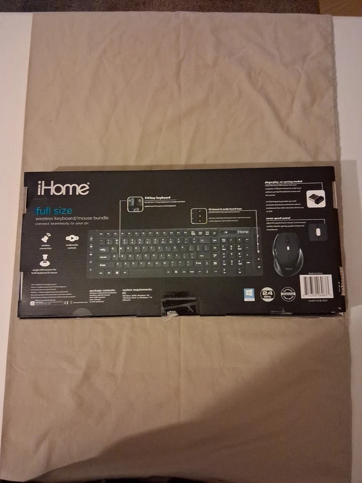 IHome Wireless Keyboard/Mouse Bundle for Windows 10 Bluetooth Black Pre Owned - Image 2 of 4