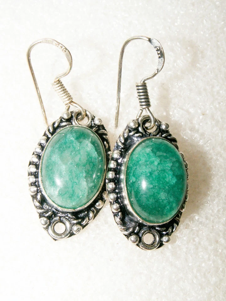 SMARAGD QUARZ Edelstein Ohrringe in Silberfassung pl. EINZIGARTIG/NEU! - Bild 2 von 3