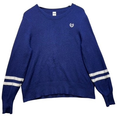 Victorias Secret Pink Womens Preppy Pullover Sweater Knit Stretch Sz L Blue