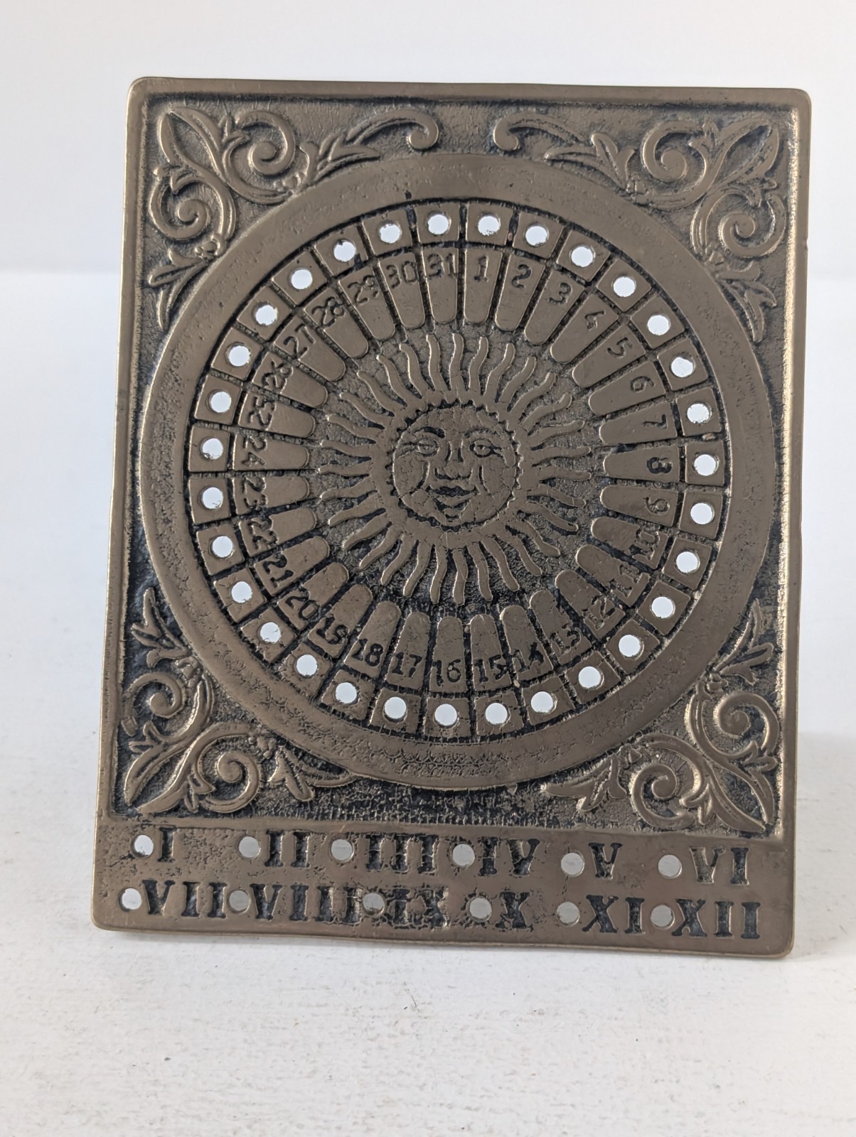 Vintage Solid Brass Table Perpetual Calendar 12x1… - image 6