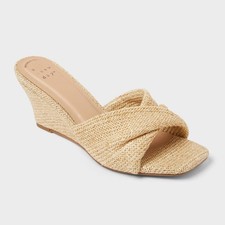 Women  s Amal Wedge Heels with Memory Foam Insole - A New Day