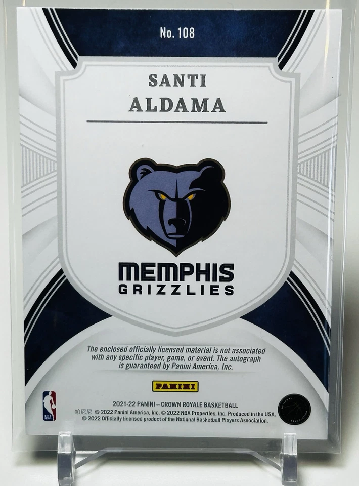 2021-22 Panini Crown Royale Santi Aldama Rookie Silhouettes Auto /199 Grizzlies - Image 2 of 2
