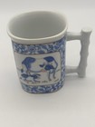 Vtg Porcelain Farm Animal Coffee Mug Tajimi (3) Floral Pattern Cow Geese Chicken — photo 5