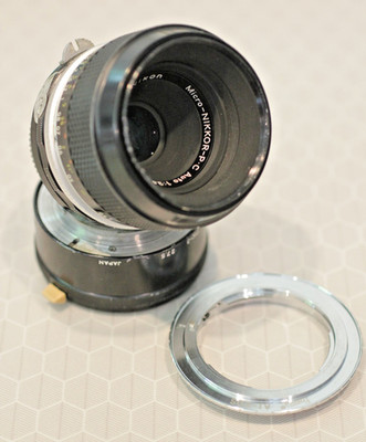 Nikon Micro-Nikkor PC 55mm f3.5 Macro w/ PK-3 1:1 Life-Size Tube & EOS Adapter