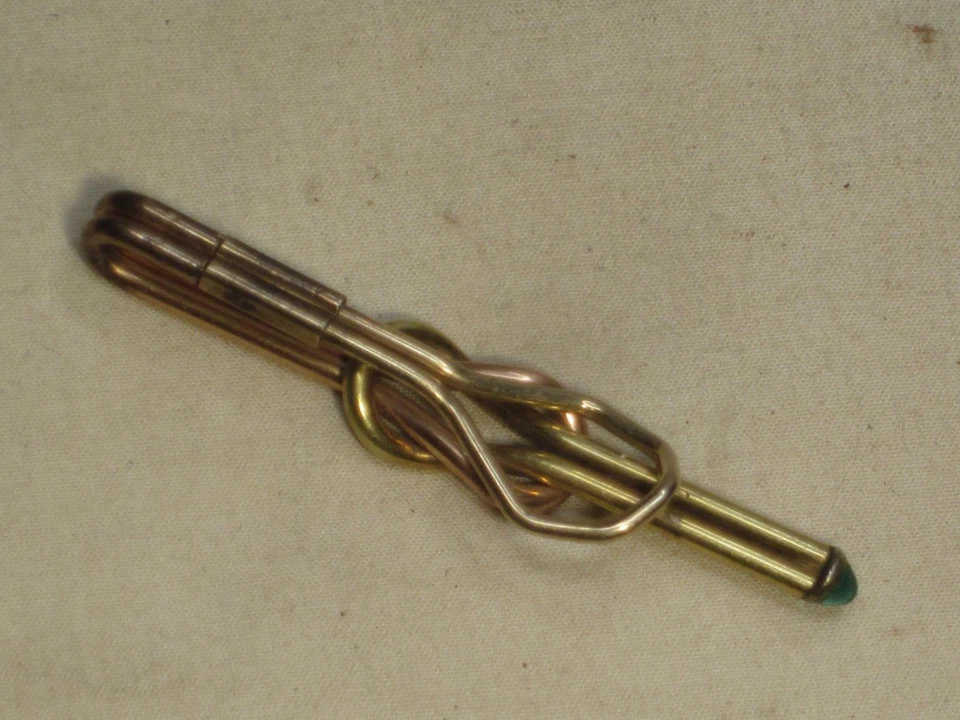 ¿Piedra de vidrio verde cobre latón metal mezclado vintage? Clip de broche de corbata para joyería para hombre Foto 2 de 4