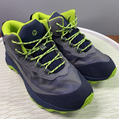 Merrell Kids Youth Moab Speed Waterproof Hiking boots Shoes Navy/Grey/Lime 6.5 M