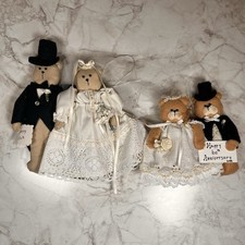 Handmade Bride and Groom Teddy Bear Ornaments Set of 2 Wedding Anniversary D cor