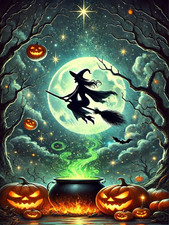Halloween Diamond Art Kits for Adults - Halloween Witch Diamond Painting Kits fo