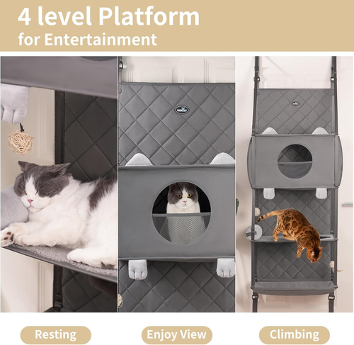 Hänge-Kratzbaum 4-stöckig für Katzen – Türmontage, platzsparend, neu - Bild 3 von 8