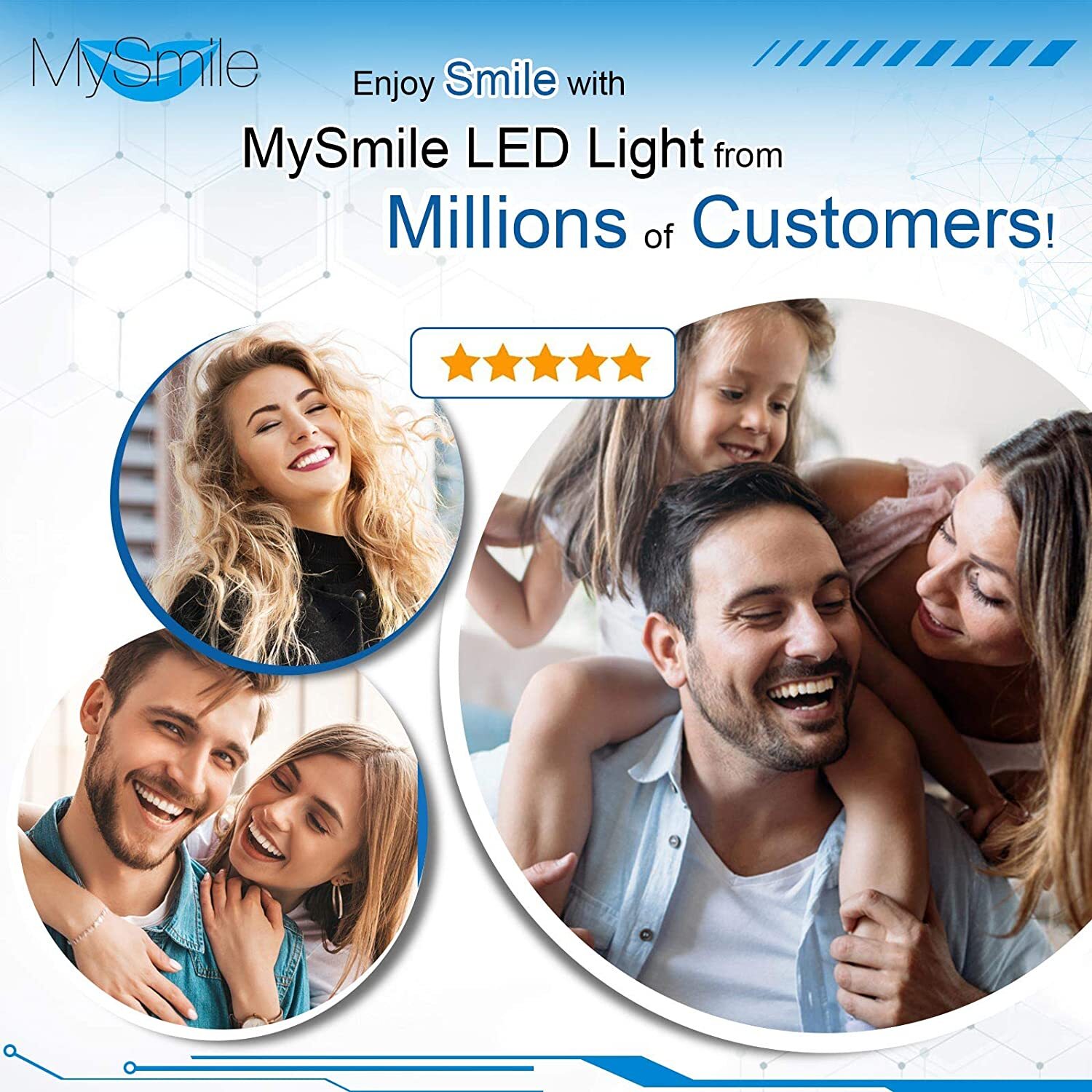 MySmile 5PC Teeth Whitening Kit w/ Light 3ml Gel 10m Smart Timer Tooth