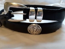 Men's Black Genuine Leather Belt with Florida State University Conchos 30 R+