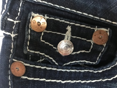 True Religion Jeans Damen Joey Big T Flare Stretch Dark Wash Jeans 27 x 31 Neu ohne Etikett - Bild 7 von 9
