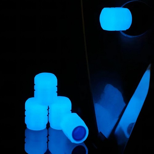 4pcs Luminous Tire Valve Cap Car Wheel Dust Cover Glow In The Dark