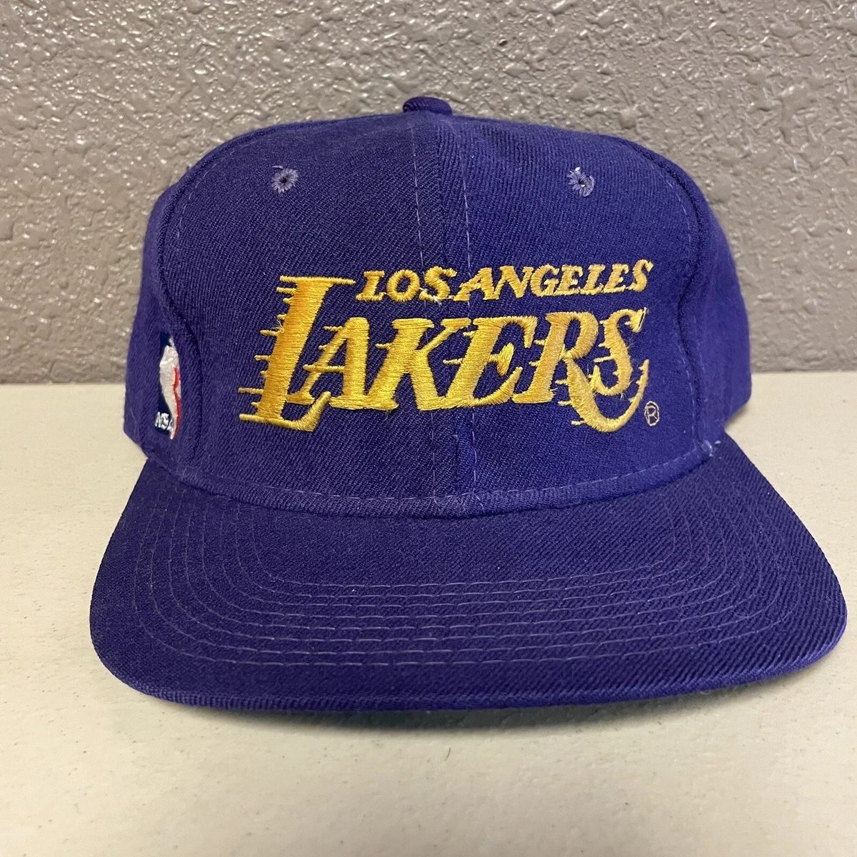 Vtg Sports Specialties Los Angeles Lakers Single Line Script Snapback Hat Purple
