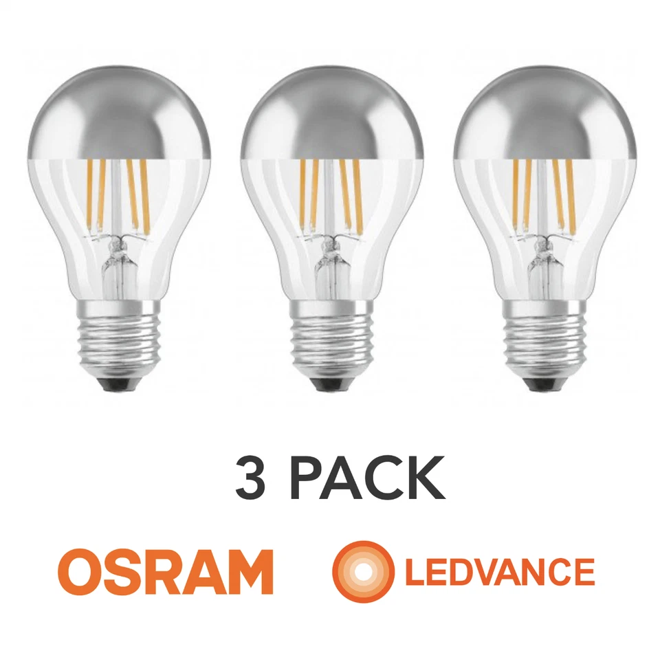 Osram 7W GLS A60 Classic Parathom Screw Base E27 2700k Filament Mirror 50W 3x - Image 2 of 4