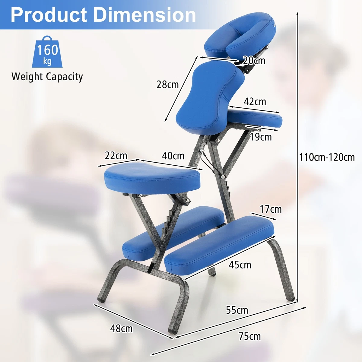 Folding Massage Chair Portable Adjustable Therapy Chair Stool With