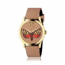 Orologio Gucci G-timeless Ya1264063 Watch Pelle Marrone Farfalla Cassa Oro  | Acquisti Online su eBay