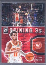 Trae Young 2021-22 Panini Optic Basketball Raining 3's Red Pulsar