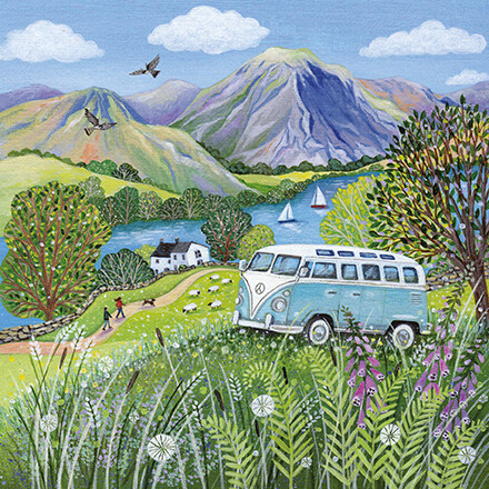 Countryside Campervan Greeting Card - Illustrated Blank Birthday Card