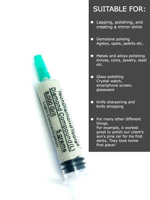 Diamond Paste Compound Polishing Lapidary 8.000 (L) Grit 5 Gram $13.99 USA MADE