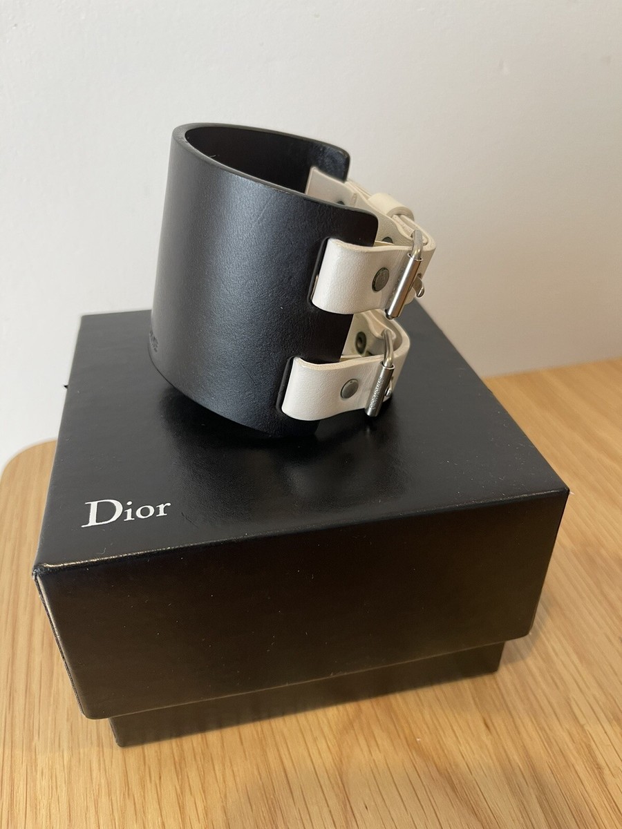 Dior Homme leather black white bracelet wristband punk Hedi