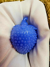 Vtg Strawberry Blue Peking Glass Snuff Bottle w/ Box-  A10