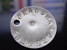 Relic WW2 RAC RTR dogtag Duke of Wellingtons West Riding - BRADSHAW 4624529
