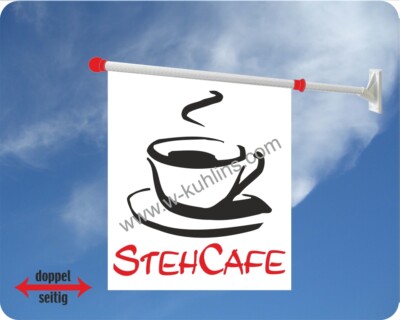 Flagge, Cafe, Stehcafe, Kaffee, Bäckerei, Kaffeetasse, Fahne, Werbeflagge