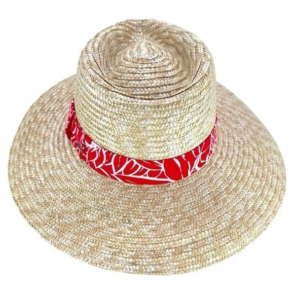 BRIXTON | NWT Joanna Straw Hat M Medium Honey Aloha Red UPF  display picture 3