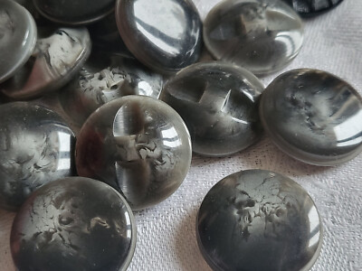 Lot De 6 Boutons Vintage Jaunes Transparents à Vague - Pied 1,8 Cm - Réf 6100 - Occasion