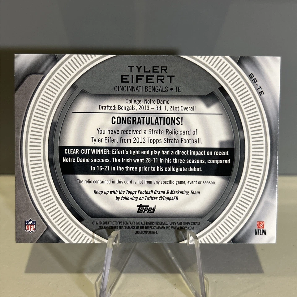 Tyler Eifert Rookie Jersey /90 Mint 2013 Topps Strata Gold Variation SR-TE Cincy - Image 2 of 4
