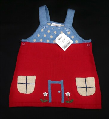 Baby Mädchen NEXT Little House Baumwolle Strickkleid 1 Monat, 0-3 & 9-12 Monate Neu mit Etikett