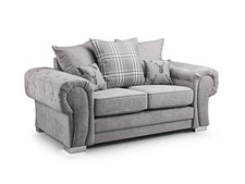 2 Seater Sofa in Grey Fabric Chesterfield Verona | Covers Removable/ Washable