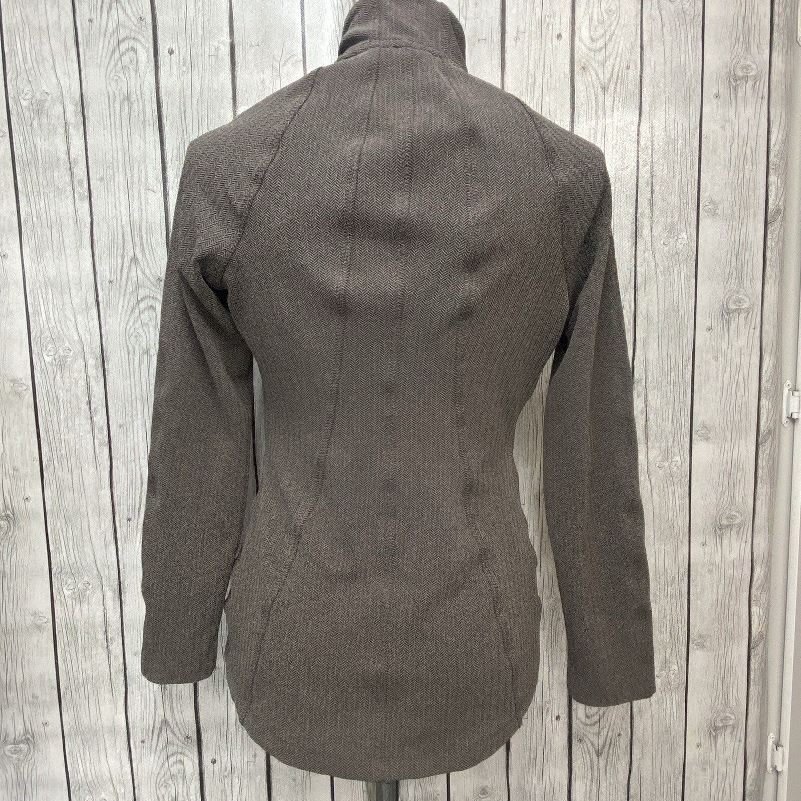Athleta Jacket Size Medium Brown Herringbone Full… - image 9