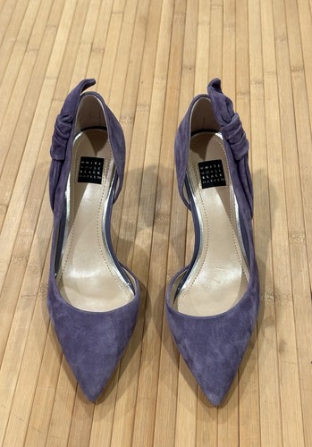 White House Black Market Ella Bow Violet Suede Vista Pump Pointed Toe Sz 6M $135 - Picture 7 of 10