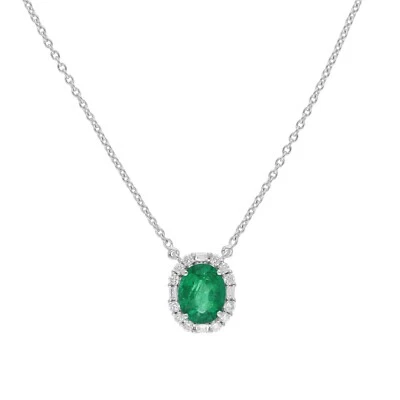 2.10 TCW Sambianischer Smaragd Anhänger 18k Weiss Gold Kunstdiamanten Grown Cvd - Bild 1 von 4
