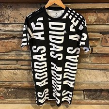 Adidas AOP All Over Print Black and White Crewneck T-Shirt Dress