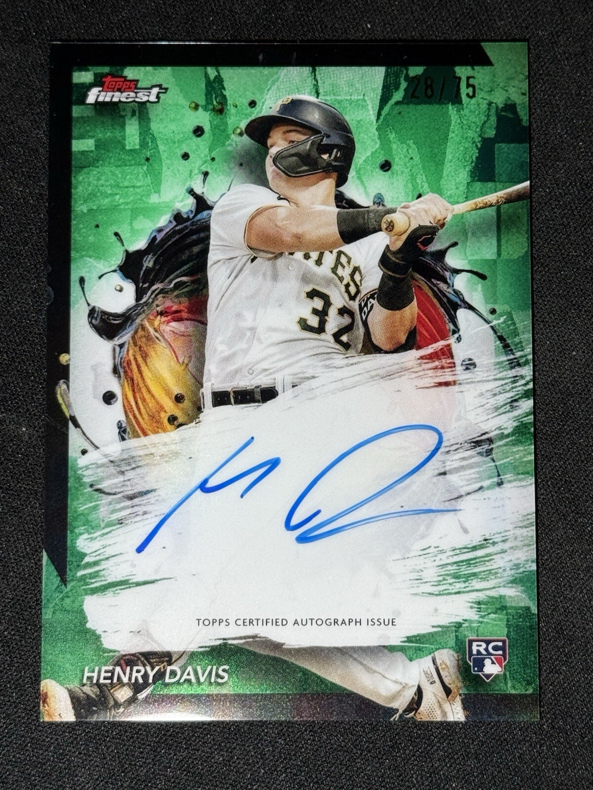 2024 Topps Finest Green Auto Henry Davis /75 Pittsburgh Pirates Rookie RC