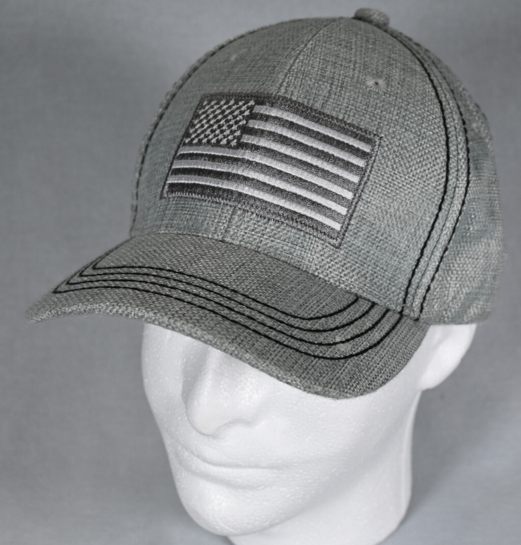 Light Gray American Flag Adjustable Snapback Hat … - image 1