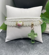 3 PC Handmade Boho Beaded Stackable 7  Plus Stretch Bracelet Set New B2420