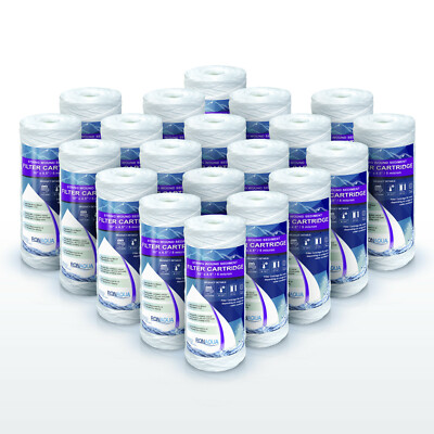 20 High Capacity Wound String Sediment Water Filters 5 Mic Cartridges 4.5 x 10