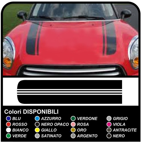 Adesivi Grafici Racing Per Cofano MINI ONE E MINI COOPER - Strisce Decorative In Vinile Lucido