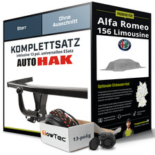 Für ALFA ROMEO 156 Limousine Typ 932 Anhängerkupplung starr +eSatz 13pol uni 03-